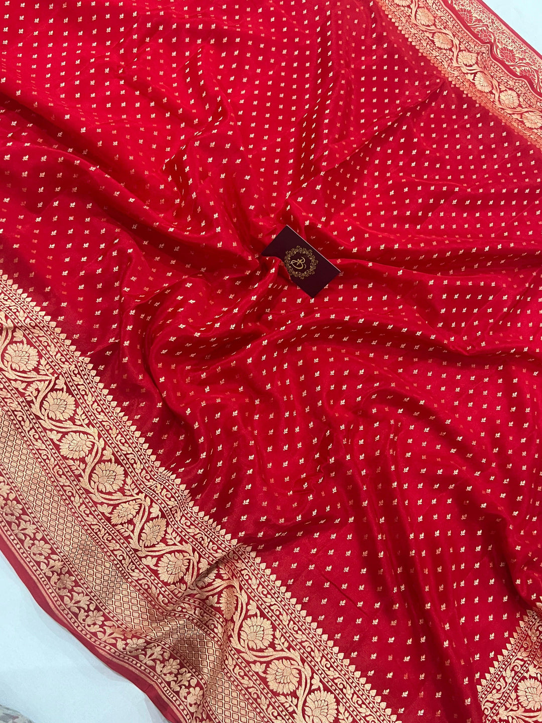 Red Pure Banarasi Khaddi Crepe Silk Saree - Aura Benaras