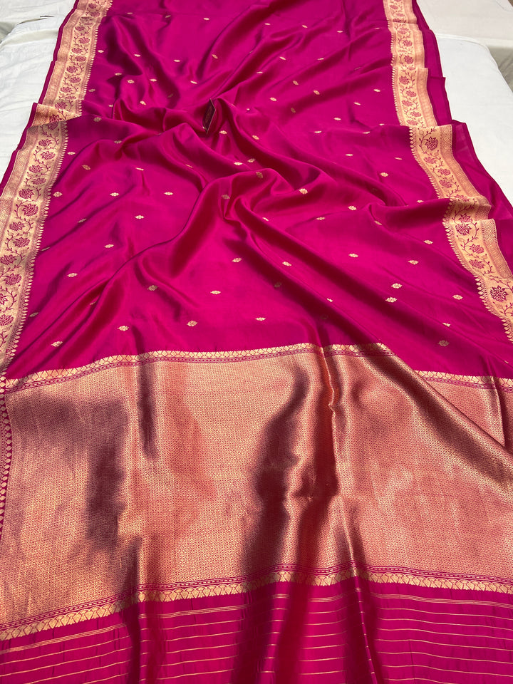 Rani Pink Pure Banarasi Handloom Silk Saree