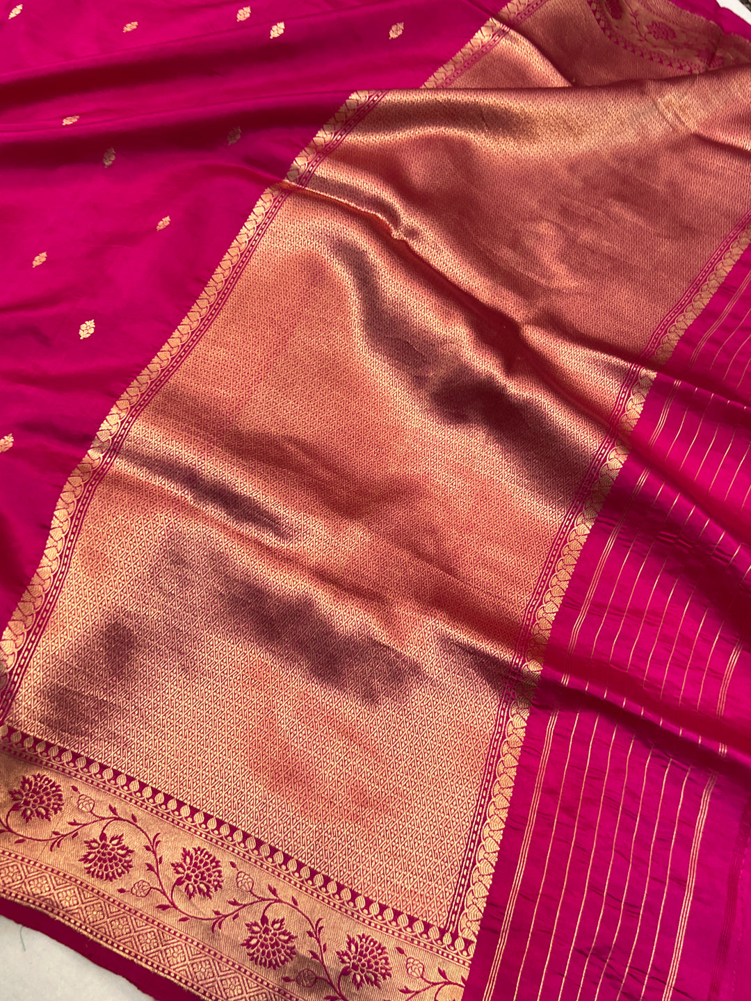 Rani Pink Pure Banarasi Handloom Silk Saree