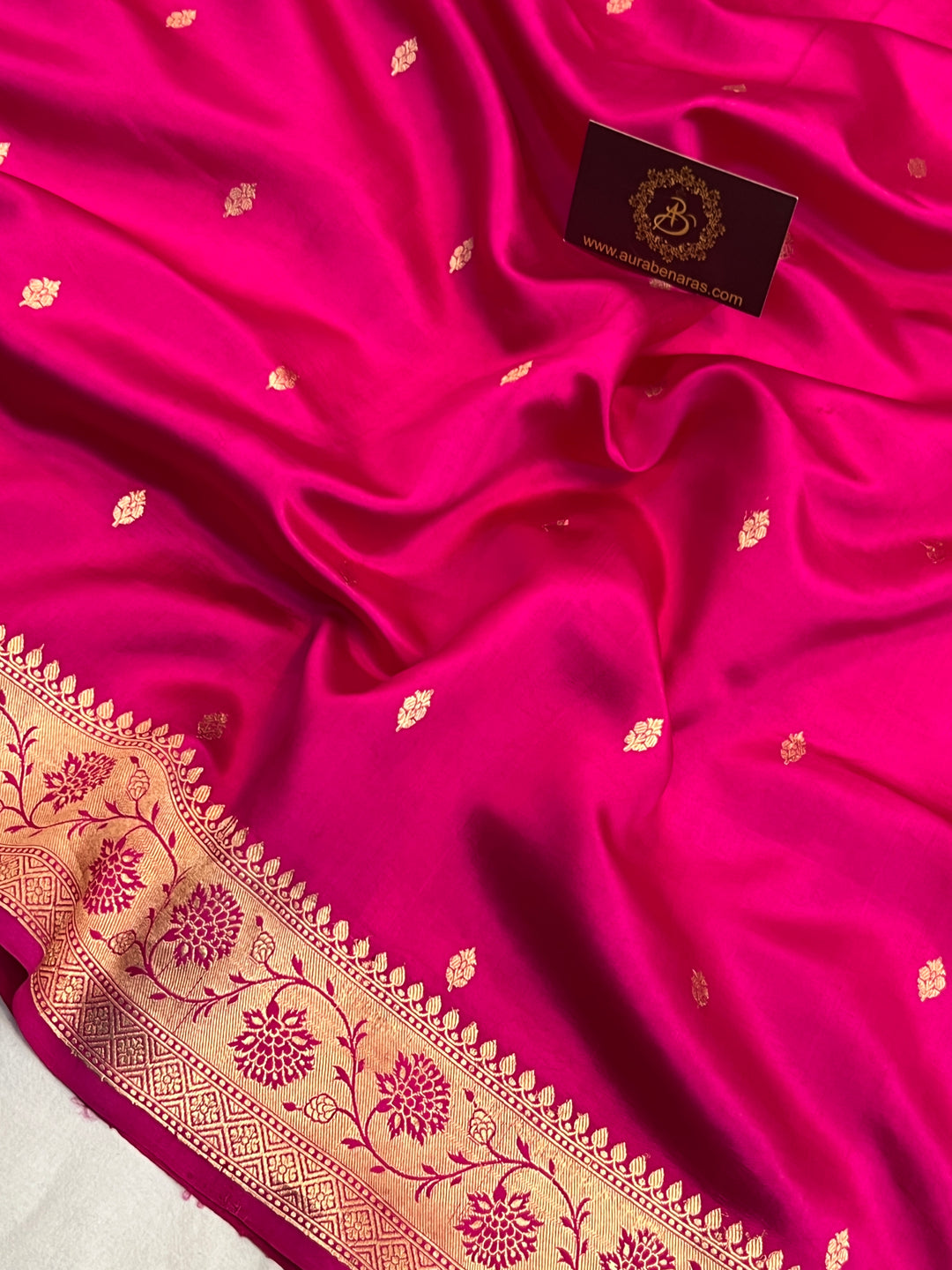 Rani Pink Pure Banarasi Handloom Silk Saree