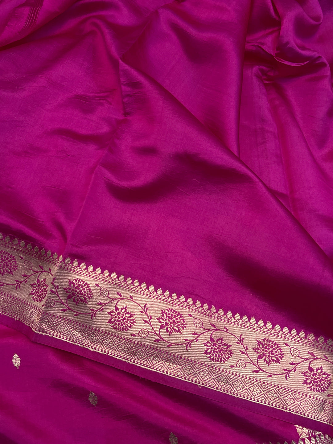 Rani Pink Pure Banarasi Handloom Silk Saree