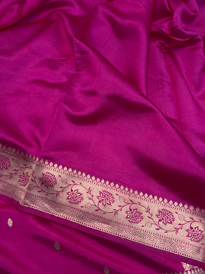 Rani Pink Pure Banarasi Handloom Silk Saree