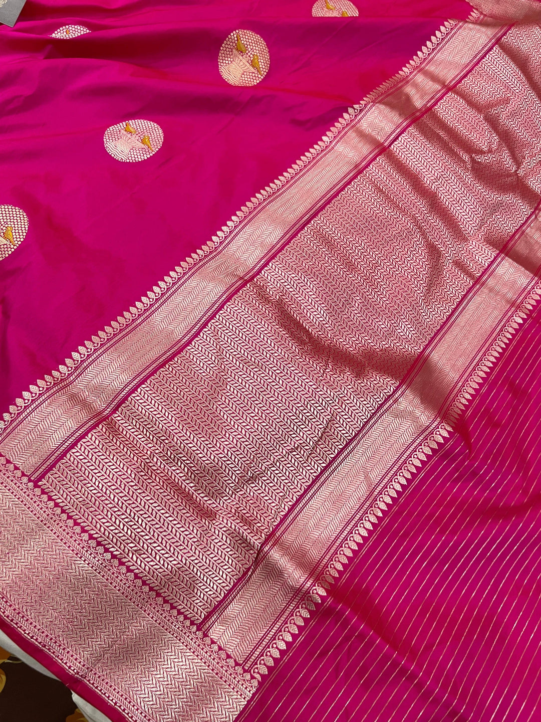 Rani Pink Banarasi Handloom Katan Silk Saree - Aura Benaras