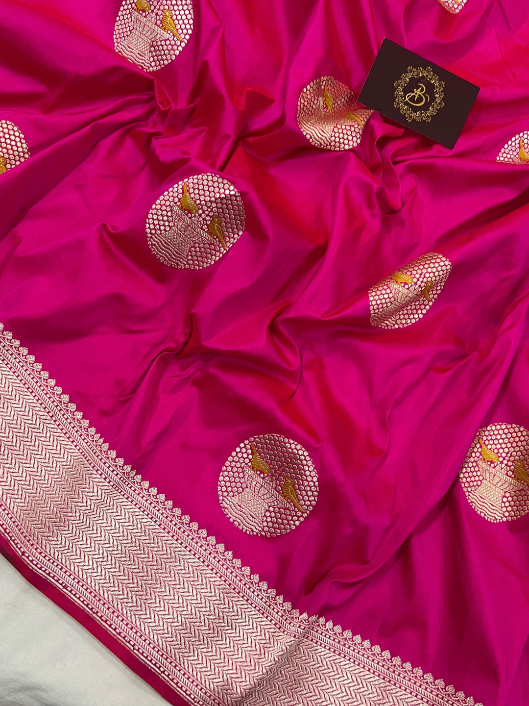 Rani Pink Banarasi Handloom Katan Silk Saree - Aura Benaras