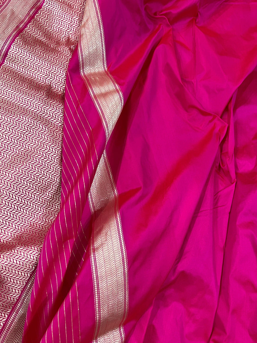 Rani Pink Banarasi Handloom Katan Silk Saree - Aura Benaras