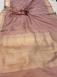 Onion Pink Pure Banarasi Handloom Katan Satin Silk Saree - Aura Benaras