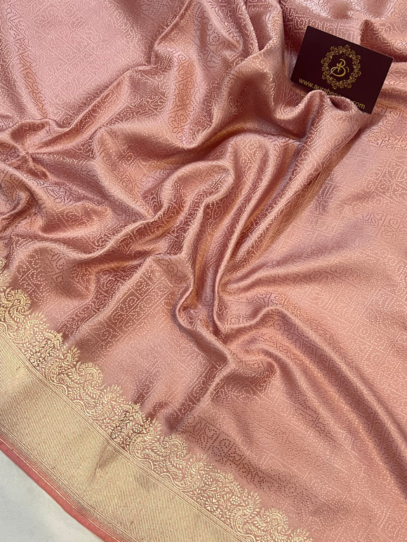 Onion Pink Pure Banarasi Handloom Katan Satin Silk Saree - Aura Benaras