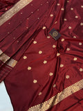 Maroon Katan Silk Handwoven Banarasi Suit Set - Aura Benaras