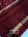 Maroon Katan Silk Handwoven Banarasi Suit Set - Aura Benaras