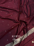 Maroon Katan Silk Handwoven Banarasi Suit Set - Aura Benaras