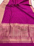 Magenta Pure Banarasi Handloom Katan Silk Saree - Aura Benaras