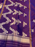 Purplish Magenta Katan Silk Handwoven Banarasi Suit Set - Aura Benaras