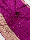 Magenta Pure Banarasi Handloom Katan Silk Saree - Aura Benaras