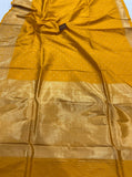 Mustard Yellow Pure Banarasi Handloom Katan Silk Saree - Aura Benaras