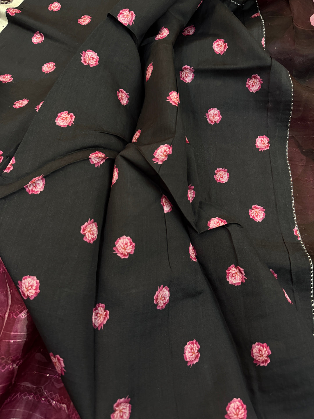 Black Pure Kora Silk Handloom Banarasi Saree