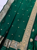 Bottle Green Katan Silk Handwoven Banarasi Suit Set - Aura Benaras