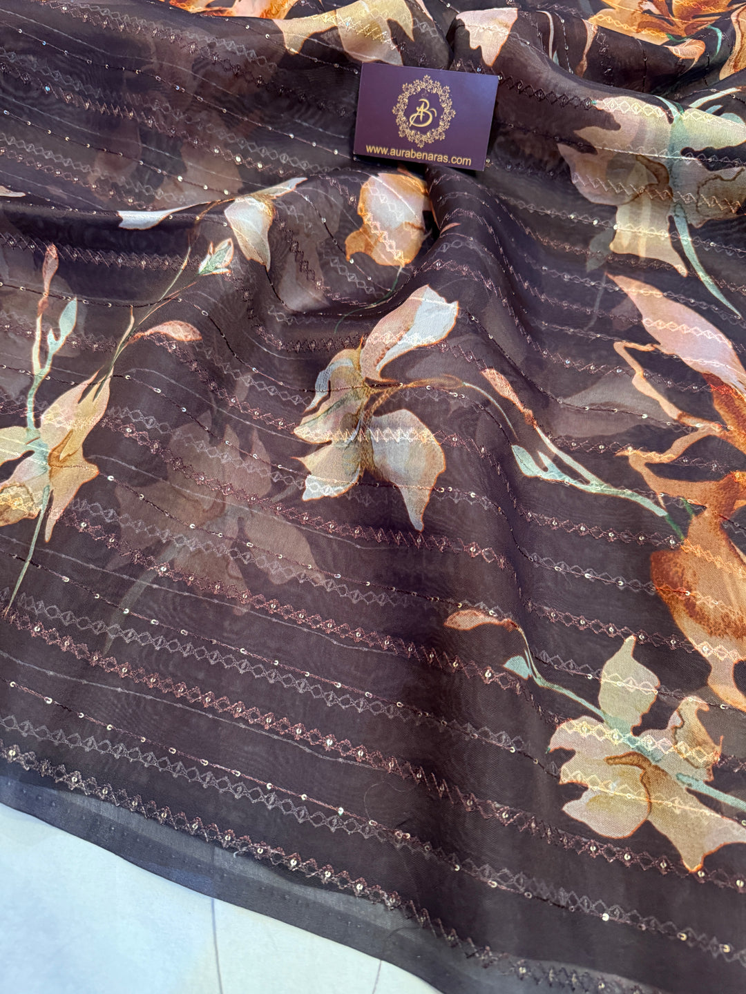 Black Pure Kora Silk Handloom Banarasi Saree