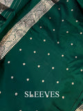 Bottle Green Katan Silk Handwoven Banarasi Suit Set - Aura Benaras