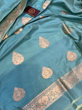 Greyish Green Katan Silk Handwoven Banarasi Suit Set