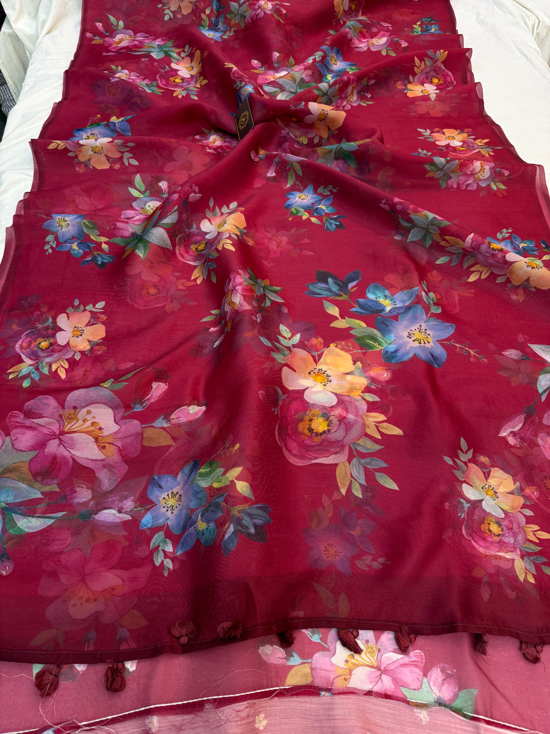 Maroon Banarasi Handloom Kora Silk Saree