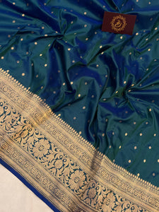 Rama Green Pure Banarasi Handloom Katan Silk Saree - Aura Benaras