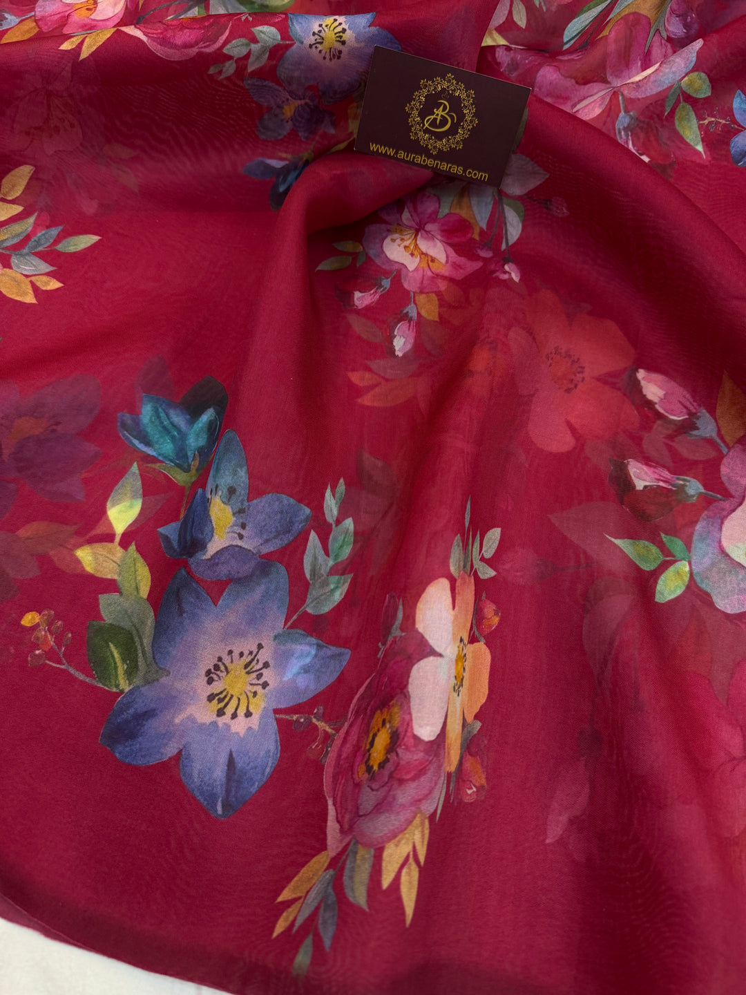 Maroon Banarasi Handloom Kora Silk Saree