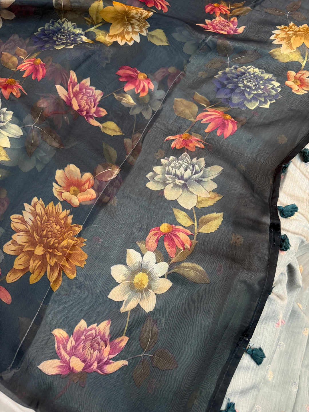 Black Banarasi Handloom Kora Silk Saree