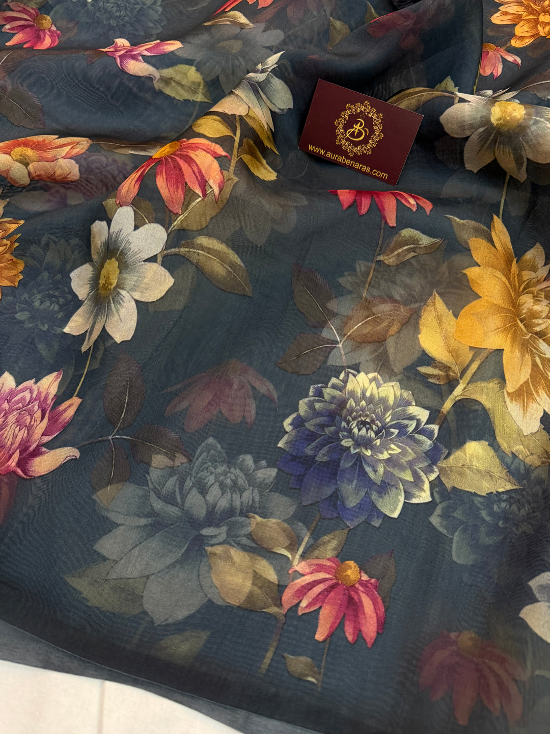 Black Banarasi Handloom Kora Silk Saree