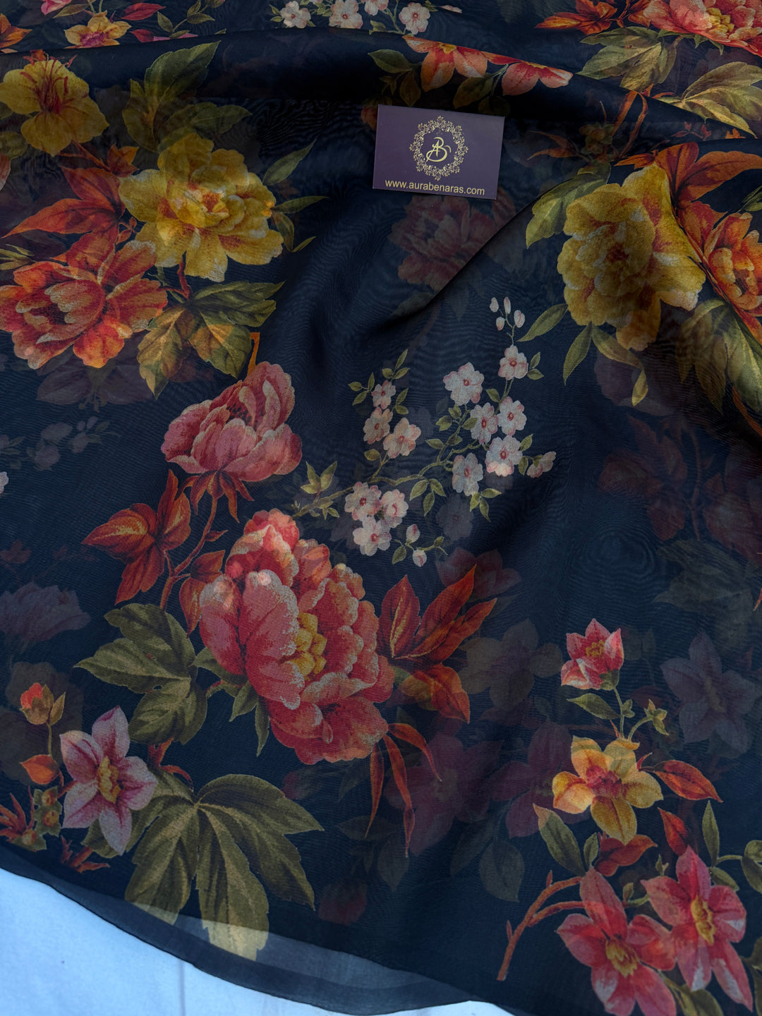 Black Banarasi Handloom Kora Silk Saree