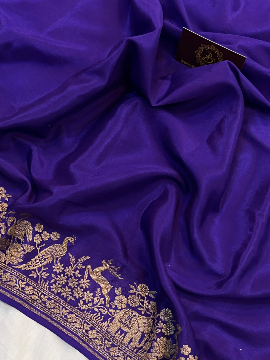 Purple Pure Crepe Silk Handloom Banarasi Saree