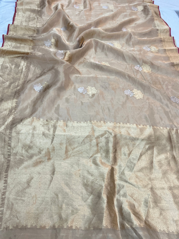 Golden Pure Banarasi Handloom Silk Saree - Aura Benaras