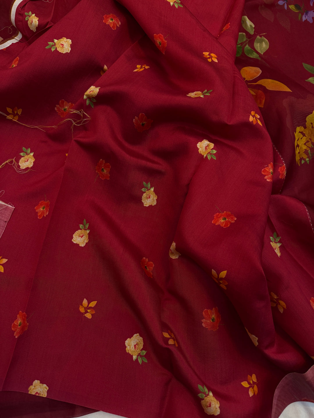 Maroon Banarasi Handloom Kora Silk Saree