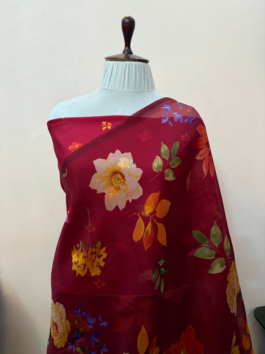 Maroon Banarasi Handloom Kora Silk Saree