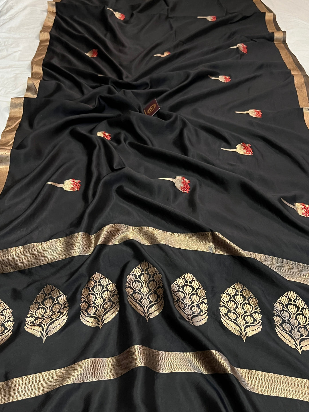 Black Pure Banarasi Handloom Silk Saree