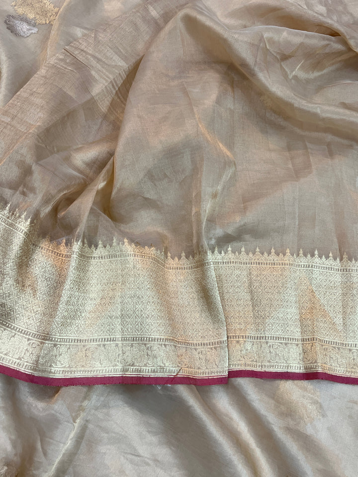 Golden Pure Banarasi Handloom Silk Saree - Aura Benaras