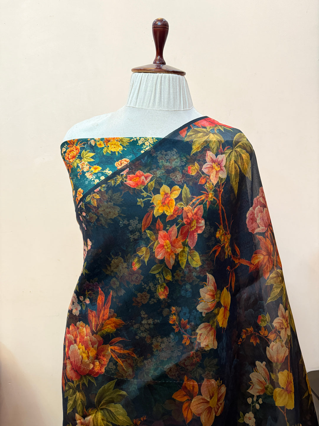 Rama Blue Banarasi Handloom Kora Silk Saree