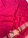 Strawberry Pink Katan Silk Handwoven Banarasi Suit Set - Aura Benaras