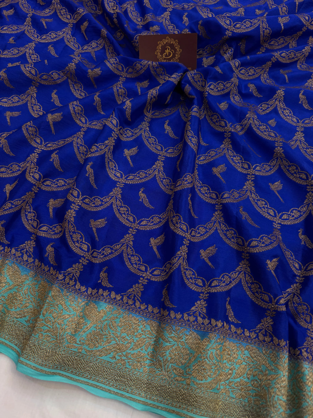Royal Blue Pure Crepe Silk Handloom Banarasi Saree