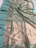 Sea Green Pure Banarasi Handloom Silk Saree - Aura Benaras