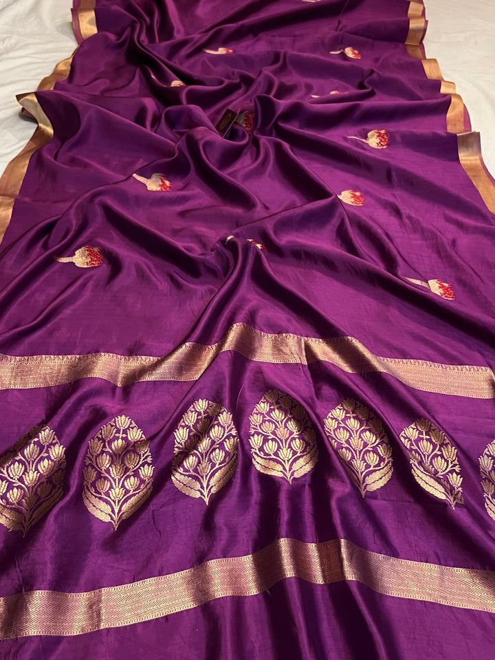 Purple Pure Banarasi Handloom Silk Saree