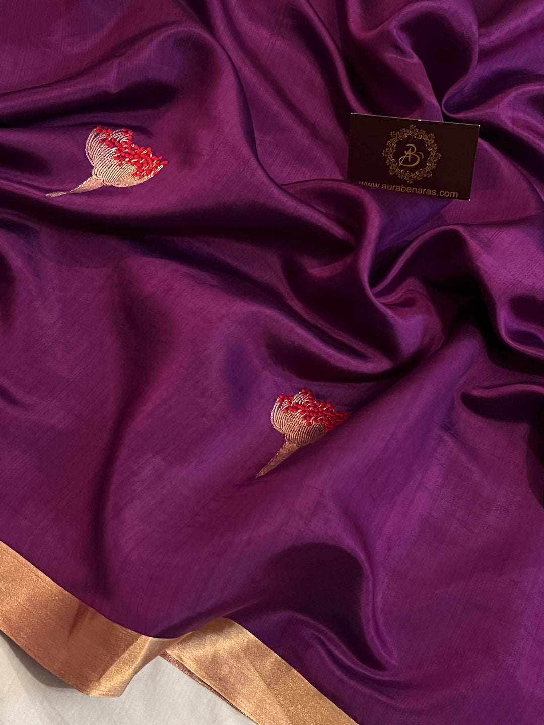 Purple Pure Banarasi Handloom Silk Saree