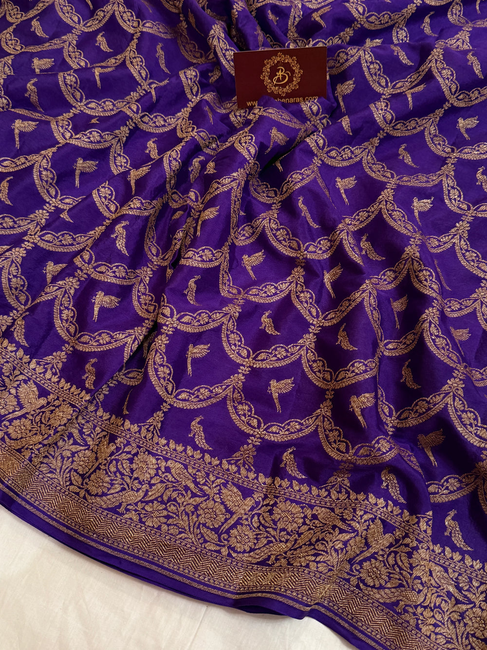 Purple Pure Crepe Silk Handloom Banarasi Saree
