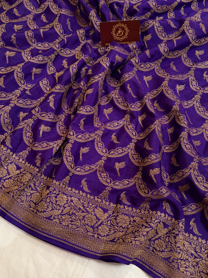 Purple Pure Crepe Silk Handloom Banarasi Saree