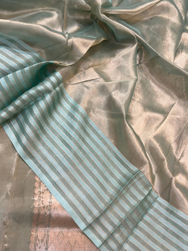 Sea Green Pure Banarasi Handloom Silk Saree - Aura Benaras