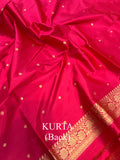 Strawberry Pink Katan Silk Handwoven Banarasi Suit Set - Aura Benaras