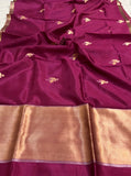 Winish Maroon Pure Banarasi Handloom Silk Saree - Aura Benaras