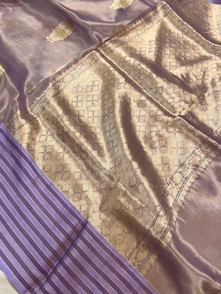 Lavender Pure Banarasi Handloom Silk Saree - Aura Benaras