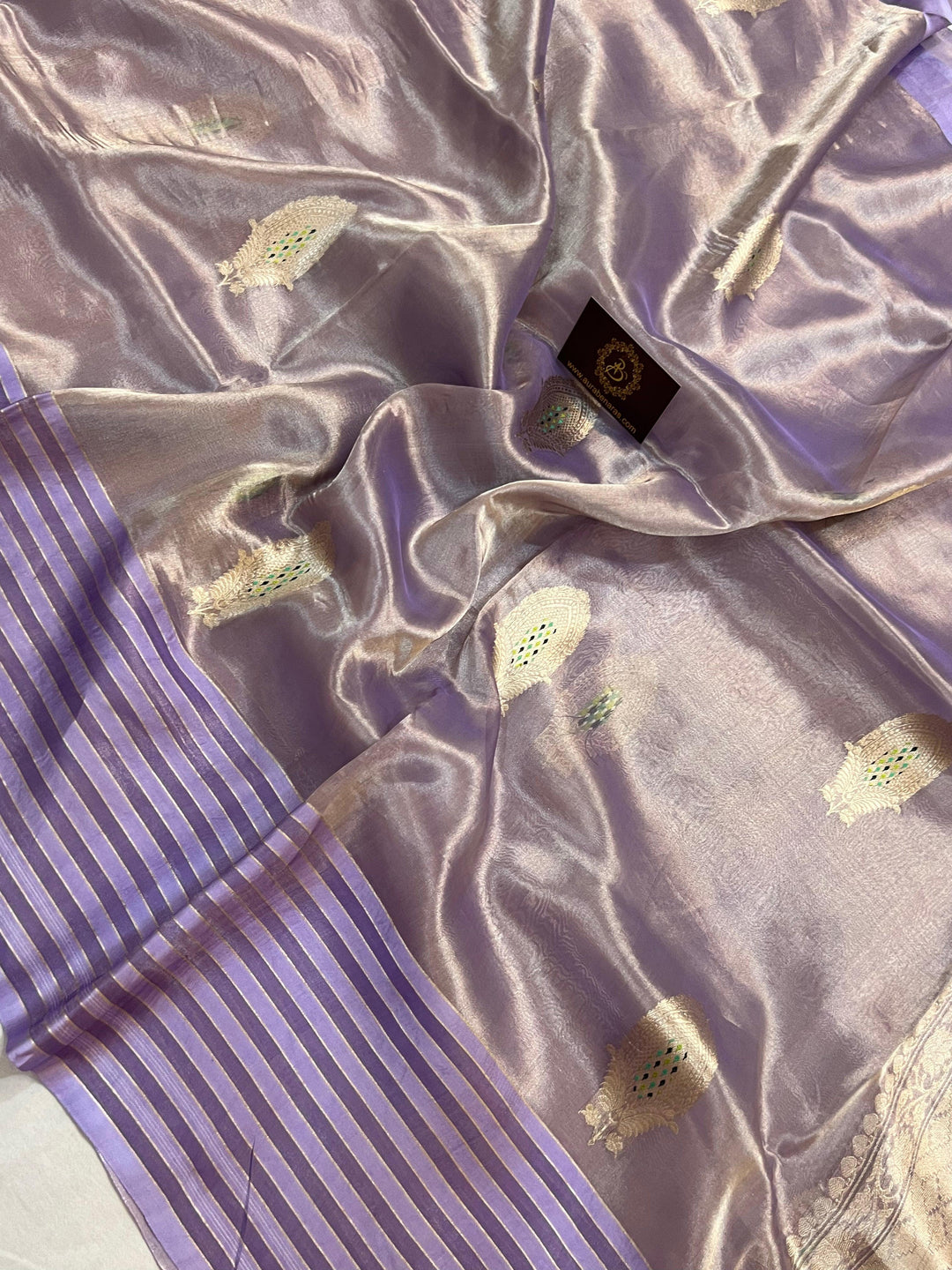 Lavender Pure Banarasi Handloom Silk Saree - Aura Benaras