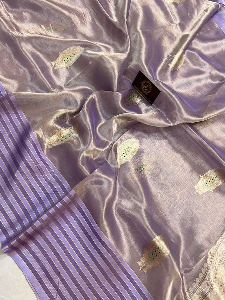 Lavender Pure Banarasi Handloom Silk Saree - Aura Benaras