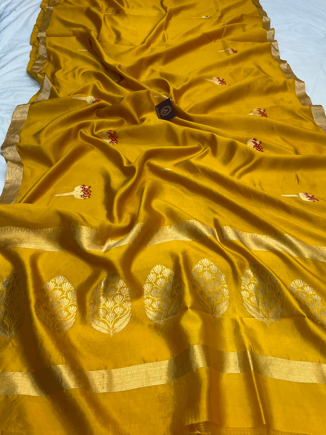 Mustard Yellow Pure Banarasi Handloom Silk Saree